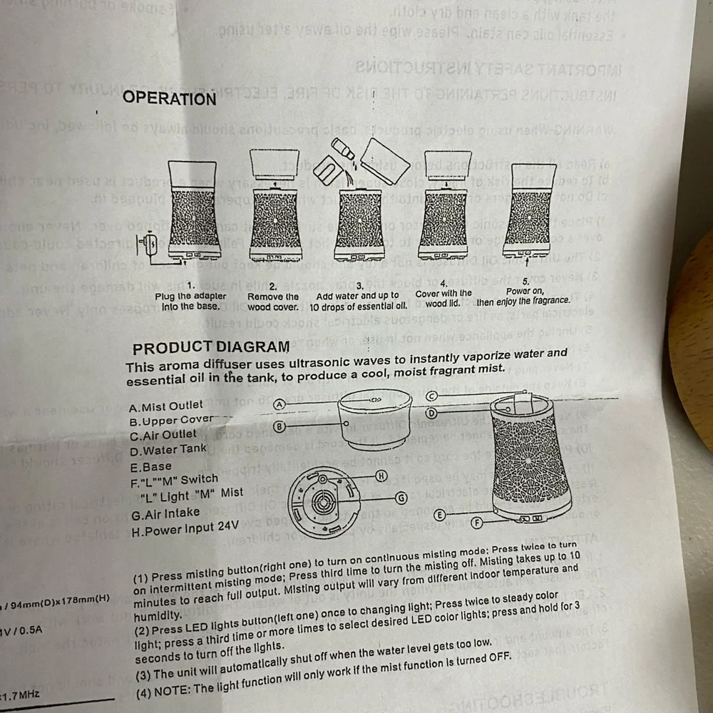 Artisan Ultrasonic Humidifier Aromatherapy Oil Diffuser